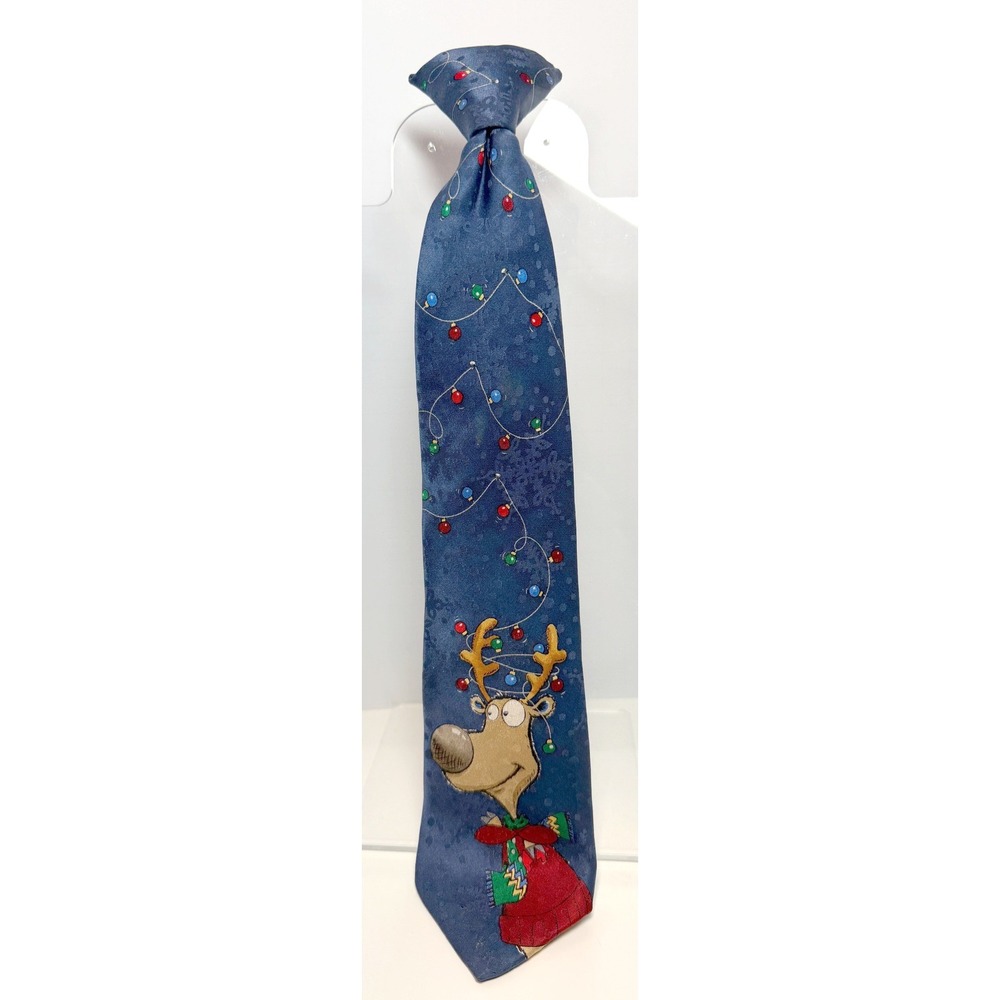 Dockers Boys Rudolph Reindeer Christmas Handmade Silk Clip-On Tie 14.5"